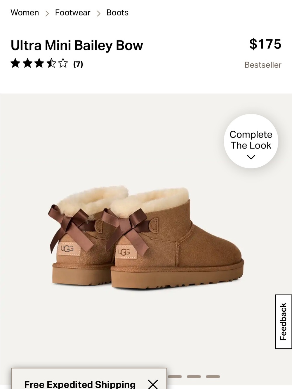 UGG Kids Ultra Mini Bailey Bow Boot - Chestnut
